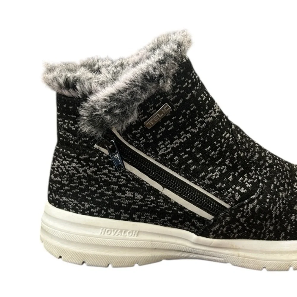 Telic Apres-Ski Recovery Comfort Boot Granite Gray Ankle High Top Faux Fur Sz 8